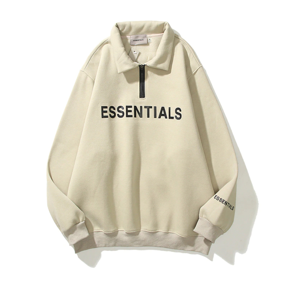Essentials Carls Coffee Hoodie Mit Halbem Reißverschluss