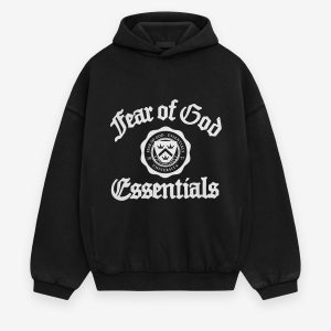 Essentials Fear Of God Shrunken Hoodie Schwarz