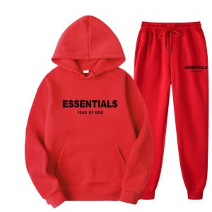 Essentials Hoodie Fear Of God Roter Trainingsanzug