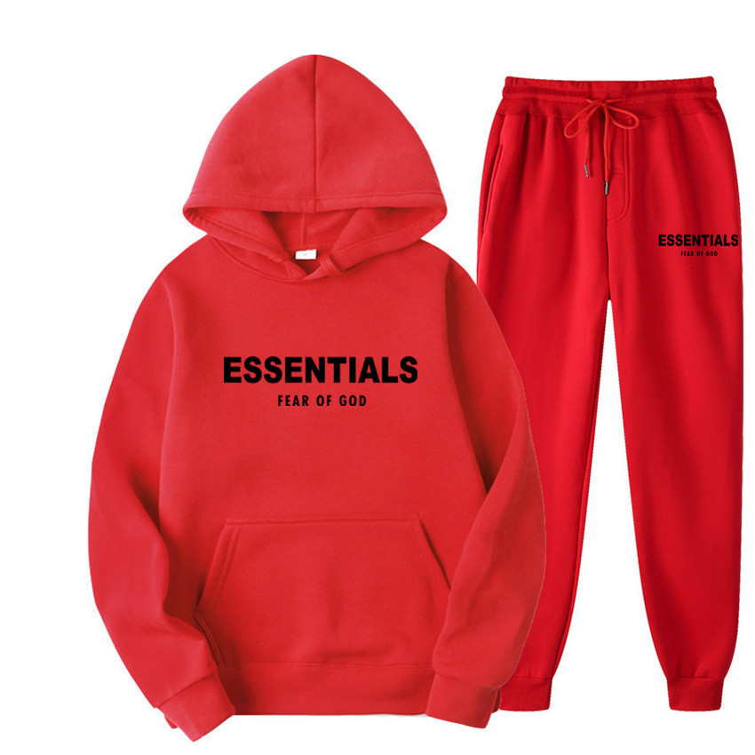 Essentials Hoodie Fear Of God Roter Trainingsanzug
