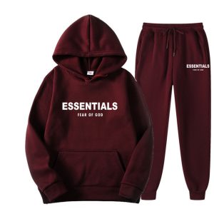 Essentials Hoodie Fear Of God Weinroter Trainingsanzug
