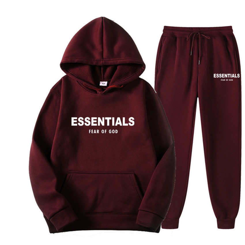Essentials Hoodie Fear Of God Weinroter Trainingsanzug Essentials Hoodie Fear Of God Weinroter Trainingsanzug