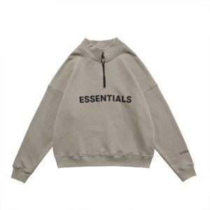 Essentials Kapuzenpullover Mit Halbem Reißverschluss Und Hohem Kragen