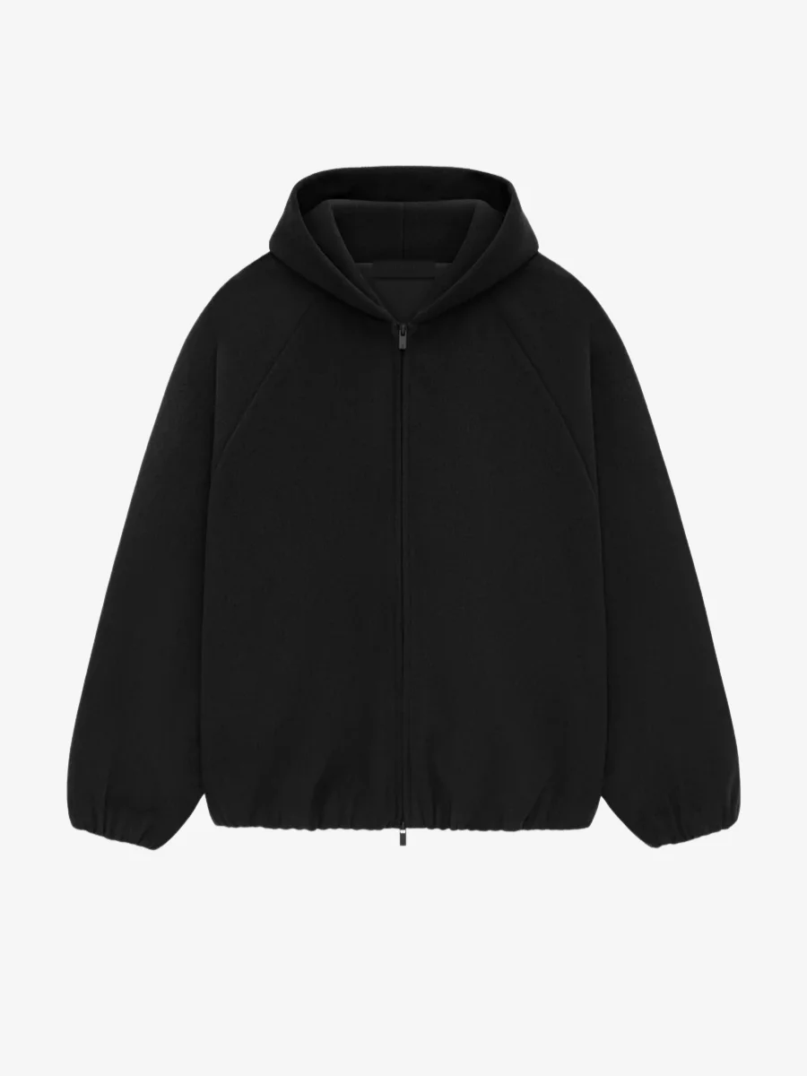 Gebürstete Bomberjacke – Schwarze Kapuze Gebürstete Bomberjacke – Schwarze Kapuze